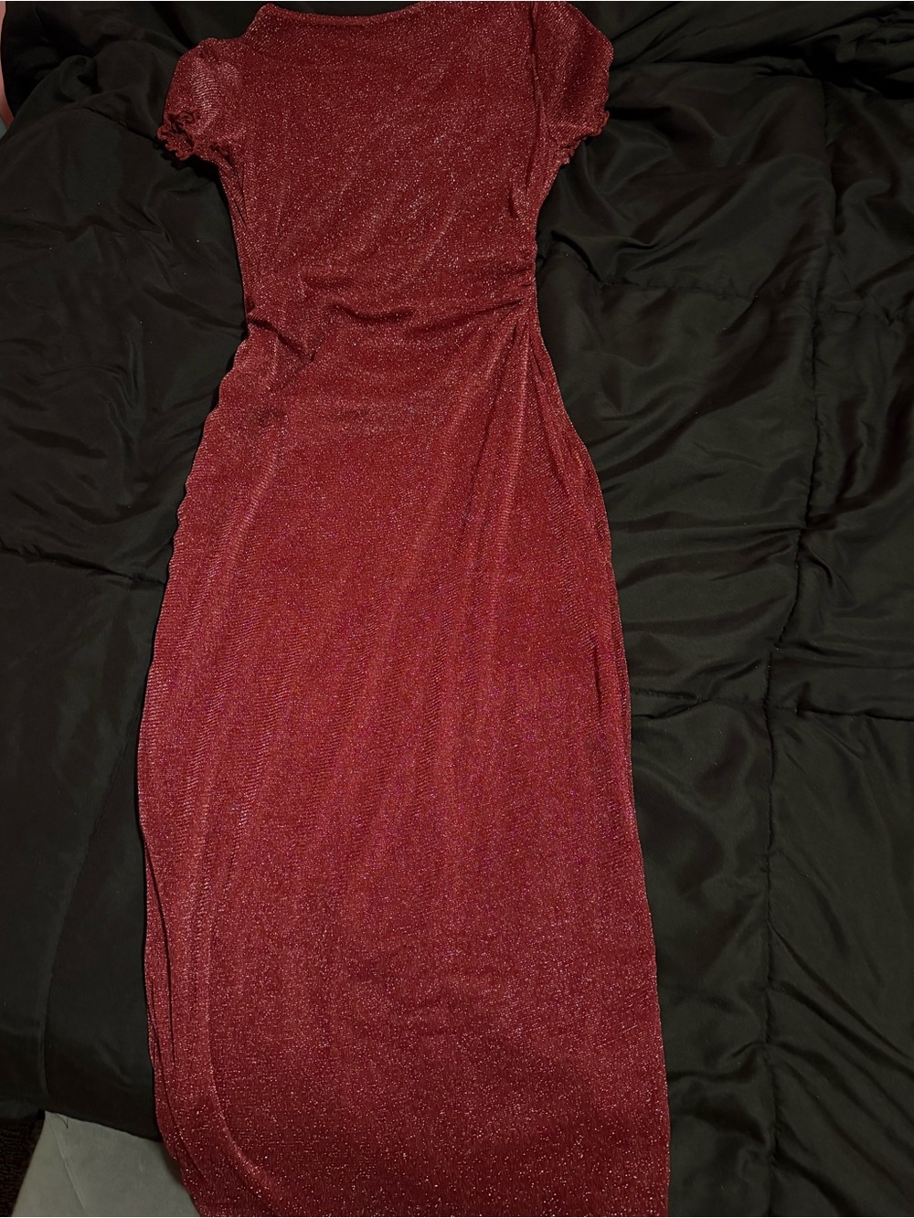 Women's Summer Knit Ruched Short Sleeve Bodycon Dress